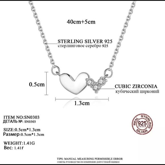 925 Sterling Silver Gold plated Double Heart Necklace Minimalist - Picture 2 of 3